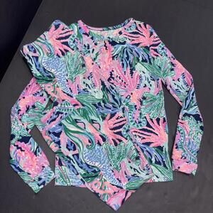 Lilly‎ Pulitzer Seahorse Mermaid Nautical Print Kids PJs Sammie Set Pajamas Sz 8